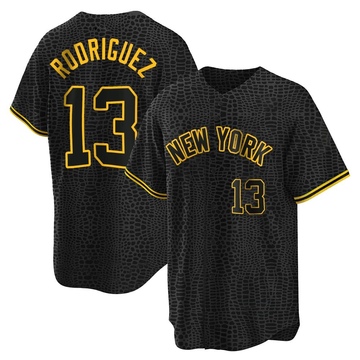 Replica Alex Rodriguez Youth New York Yankees Black Snake Skin City Jersey