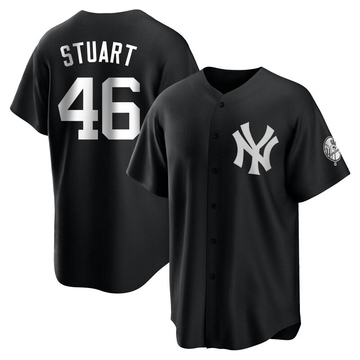 Replica Baron Stuart Youth New York Yankees White Black/ Jersey