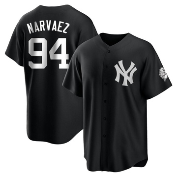 Replica Carlos Narvaez Youth New York Yankees White Black/ Jersey