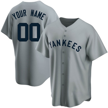 Replica Custom Youth New York Yankees Gray Road Cooperstown Collection Jersey