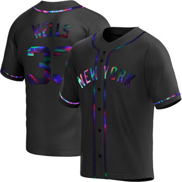 Replica David Wells Youth New York Yankees Black Holographic Alternate Jersey