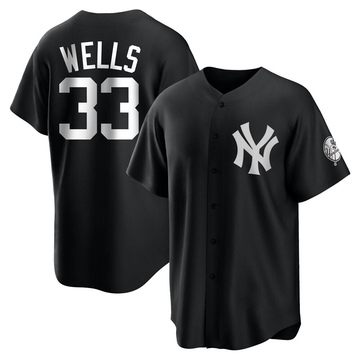 Replica David Wells Youth New York Yankees White Black/ Jersey