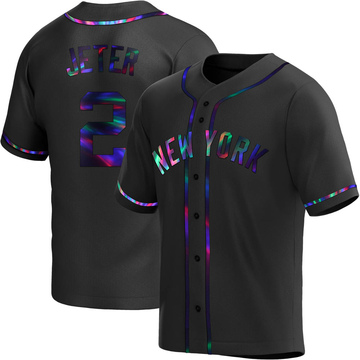 Men's New York Yankees Derek Jeter Nike Black Pitch Black Fashion Player  Replica Jersey