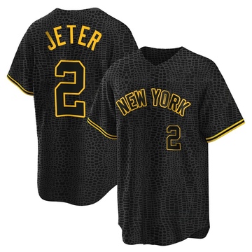 Replica Derek Jeter Youth New York Yankees Black Snake Skin City Jersey