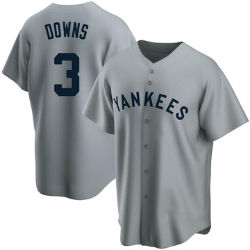 Replica Jeter Downs Youth New York Yankees Gray Road Cooperstown Collection Jersey