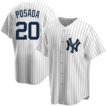 Jorge Posada #20 Ny Yankees Unsigned Home Majestic Youth Xl Jersey Auction