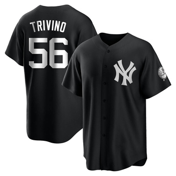 Replica Lou Trivino Youth New York Yankees White Black/ Jersey