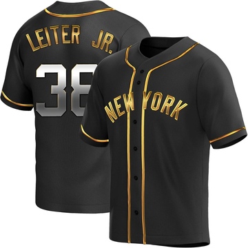 Replica Mark Leiter Jr. Youth New York Yankees Black Golden Alternate Jersey