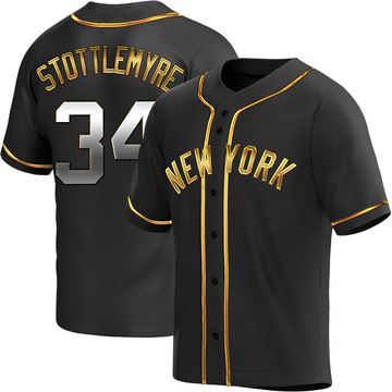 Replica Mel Stottlemyre Youth New York Yankees Black Golden Alternate Jersey