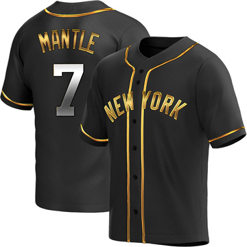 Replica Mickey Mantle Men's New York Yankees Black Golden Alternate Jersey