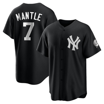 Replica Mickey Mantle Men's New York Yankees White Black/ Jersey