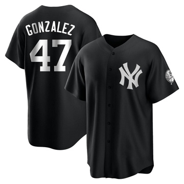 Replica Victor Gonzalez Youth New York Yankees White Black/ Jersey